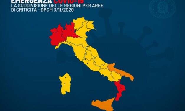 Covid-19, Dpcm 3 novembre: le misure suddivise per aree di criticità