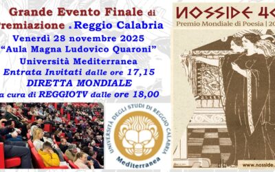 NOSSIDE 40, IL PREMIO MONDIALE DI POESIA COME MESSAGGIO DI PACE E DIALOGO TRA I POPOLI